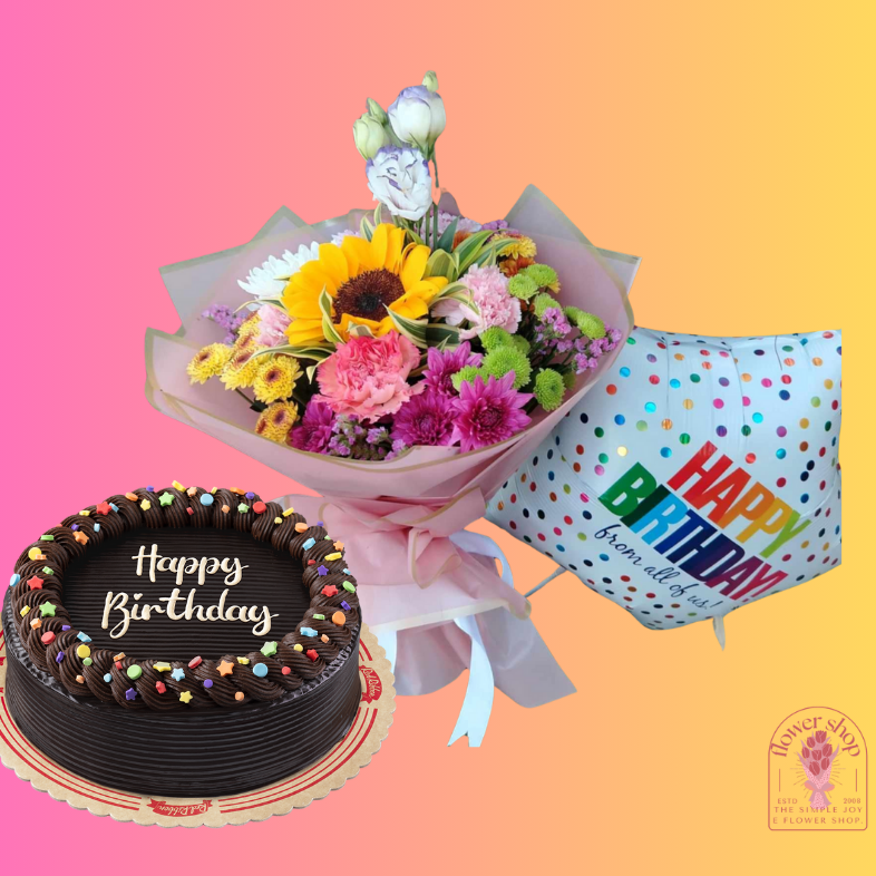 Assorted Bouquet with Cake