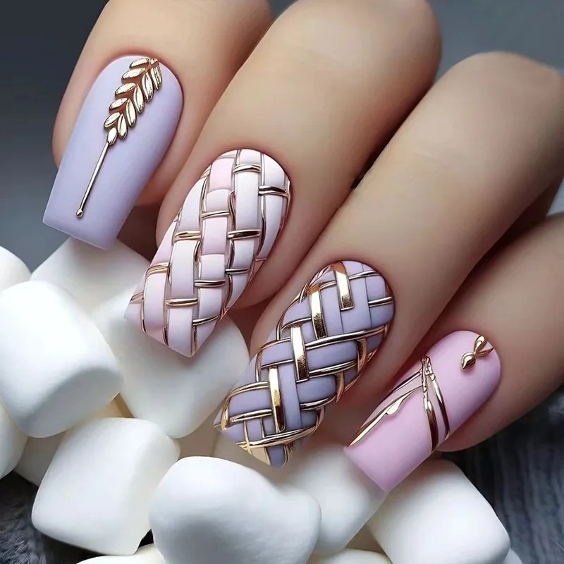 Cross Hatched Press Nails - 24 Piece Set