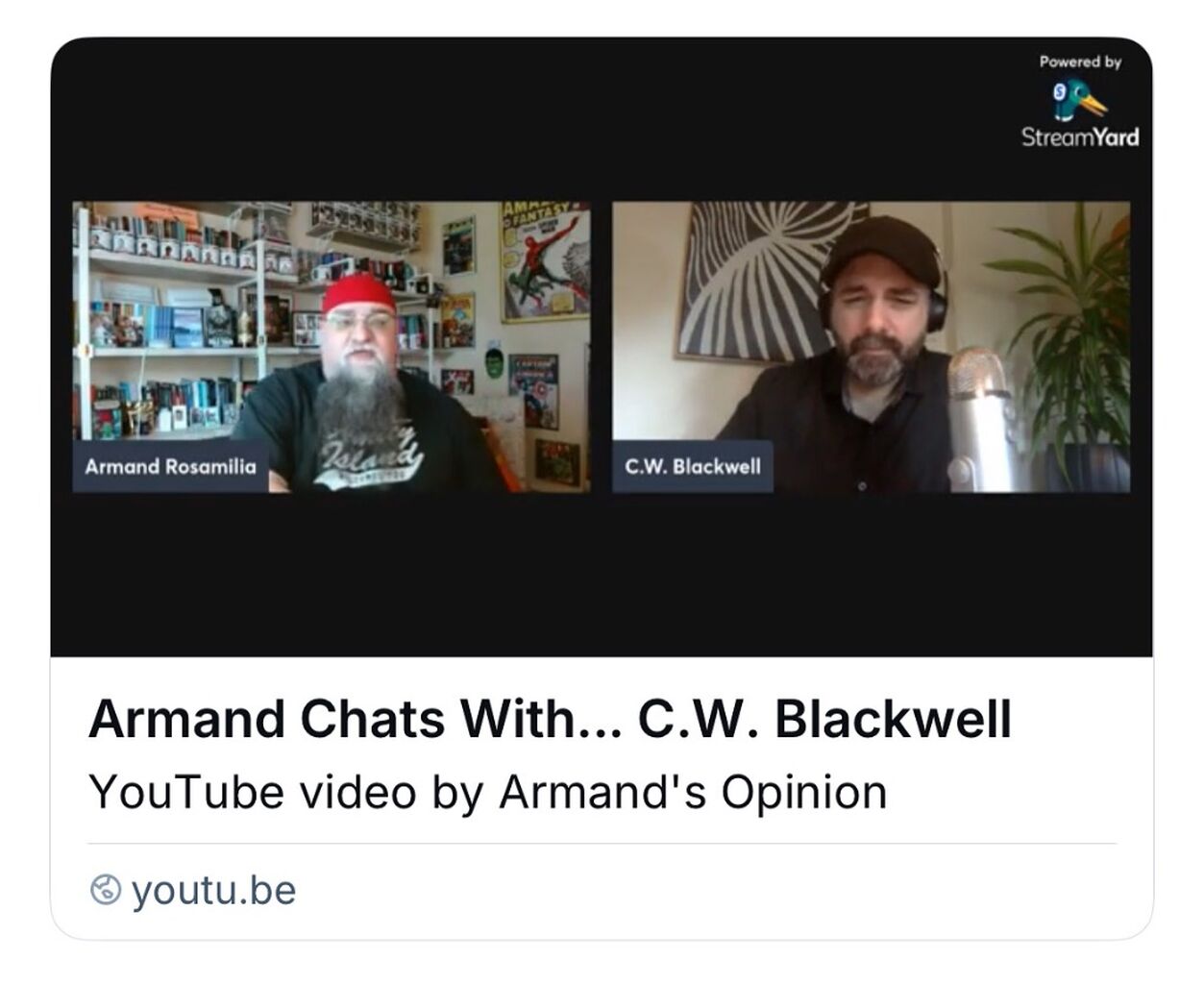 Interview on Armand Rosamilia&rsquo;s podcast