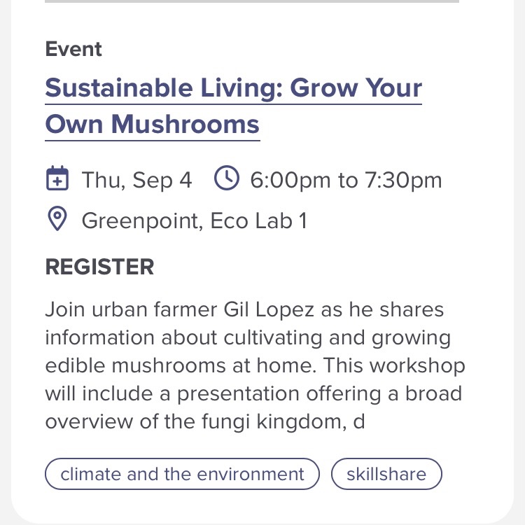 9/4, 6pm | Mushroom Cultivation - RSVP REQ&rsquo;d (Brooklyn Library @ Greenpoint)