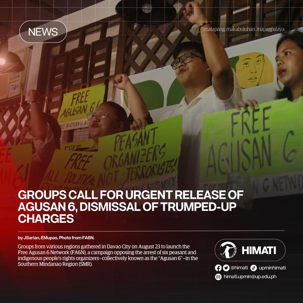 NEWS | Groups call for urgent release of Agusan 6, dismissal of trumped-up charges