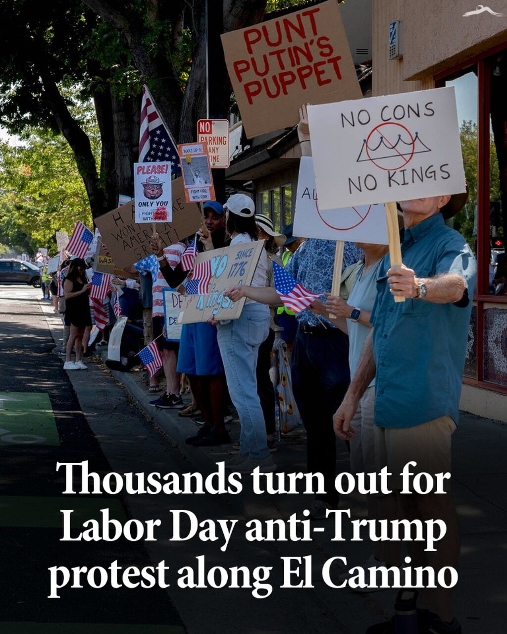 Thousands turn out for Labor Day anti-Trump protest along El Camino