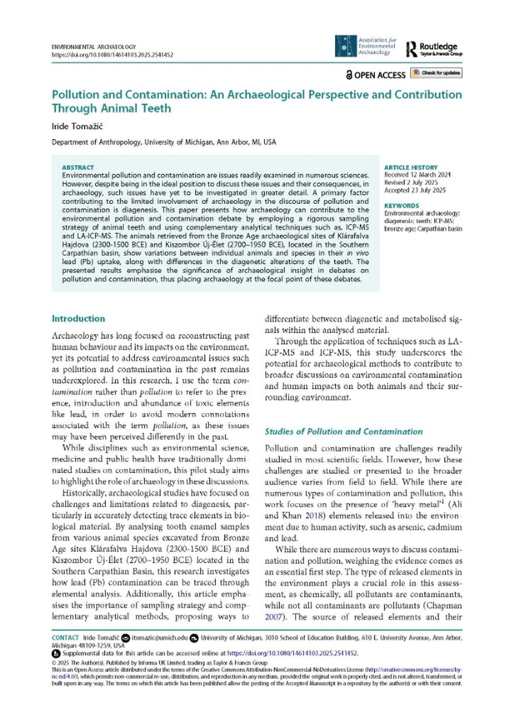 Tomažič's Article 