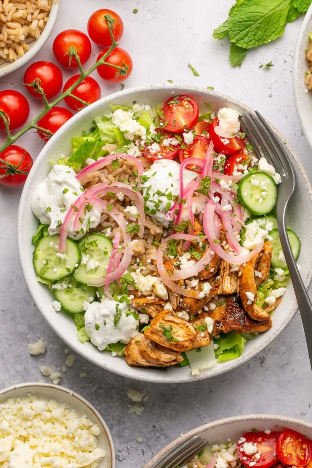 Greek chicken bowls 