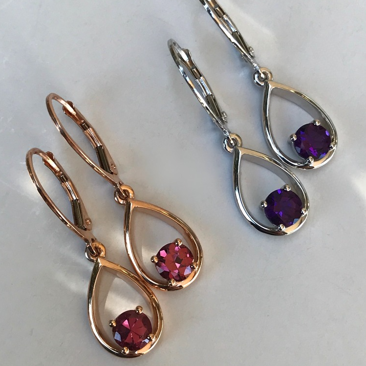 Rhodolite Garnet Earrings & Amethyst Earrings