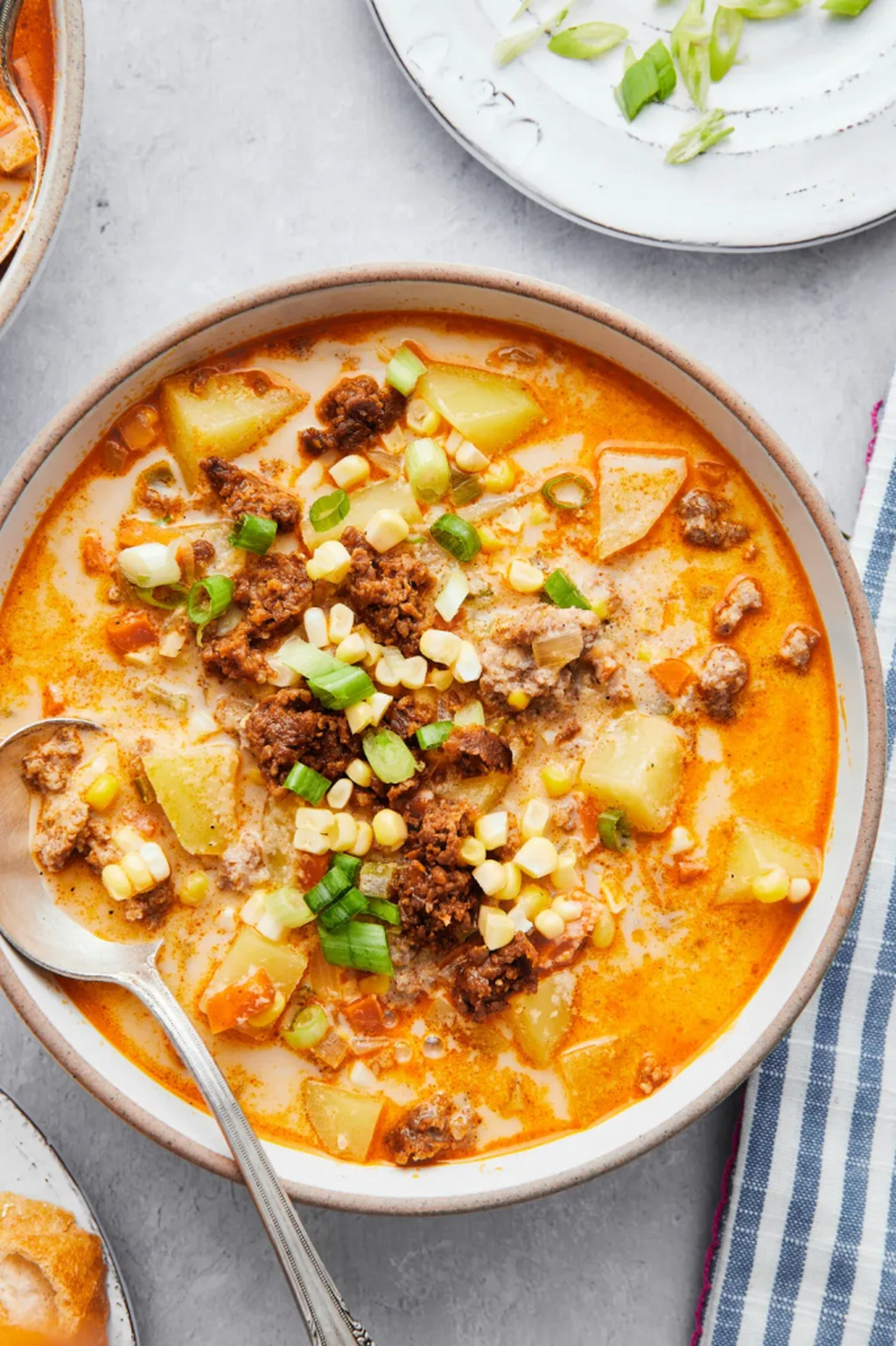 Corn, potato and chorizo chowder 