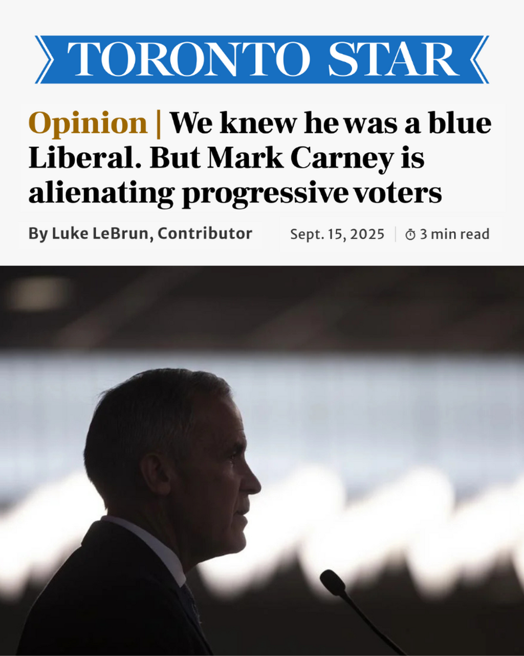 We knew he was a blue Liberal. But Mark Carney is alienating progressive voters