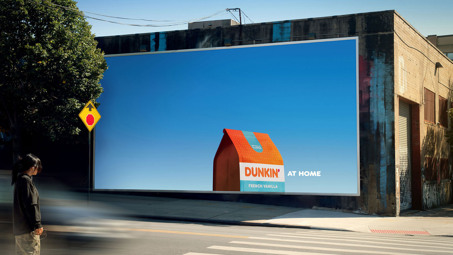 Dunkin&rsquo; at Home&rsquo;s stripped-down ads use packaging shots resembling houses