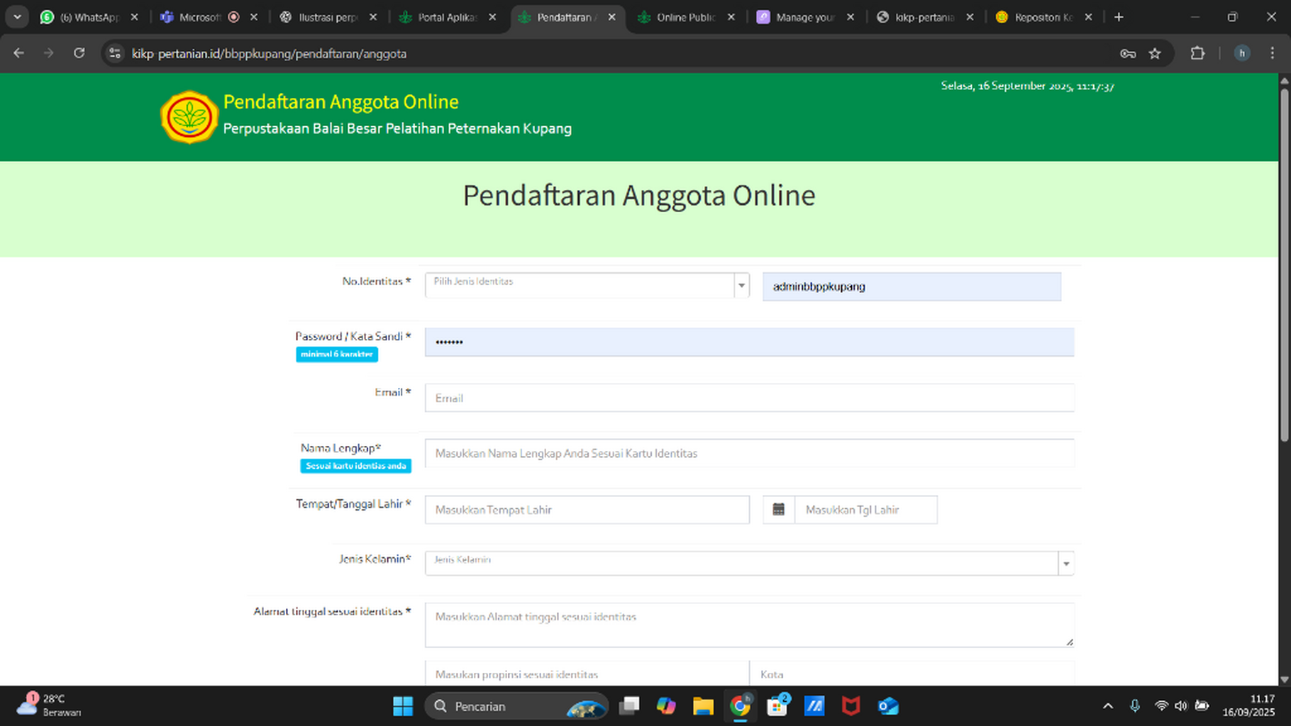 Pendaftaran Anggota Perpustakaan BBPP Kupang