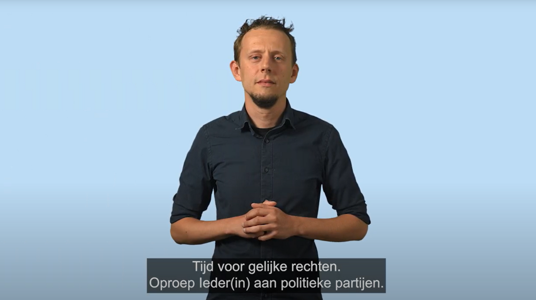Vertaling Nederlandse Gebarentaal van de verkiezingsoproep 'Tijd voor gelijke rechten' van Ieder(in)