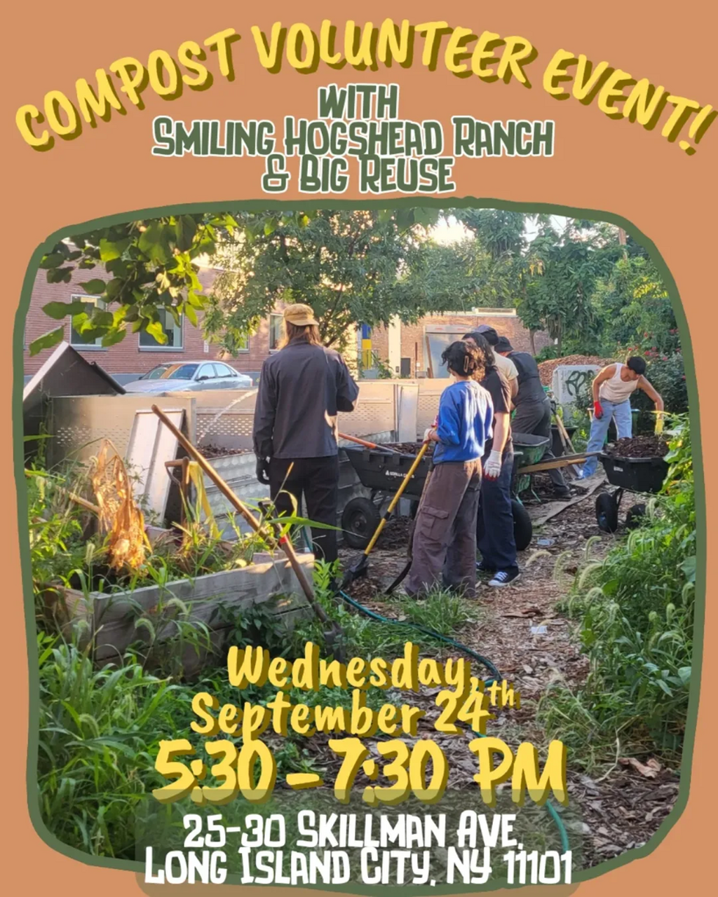 9/24, 5:30pm | Compost Workday (Smiling Hogshead Ranch)