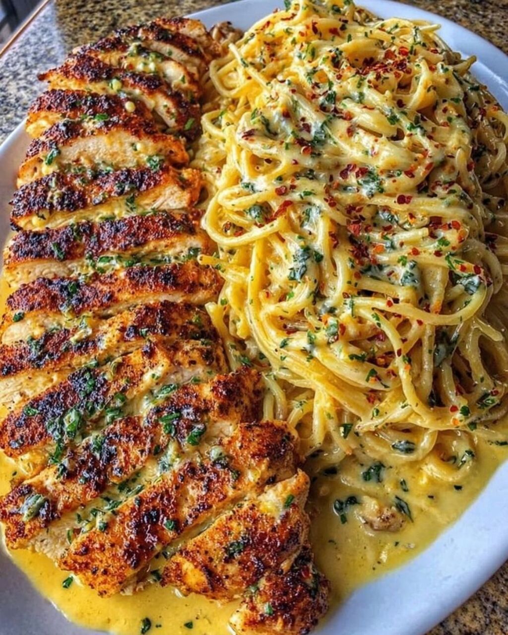 Garlic Parmesan Cajun Chicken Spaghetti