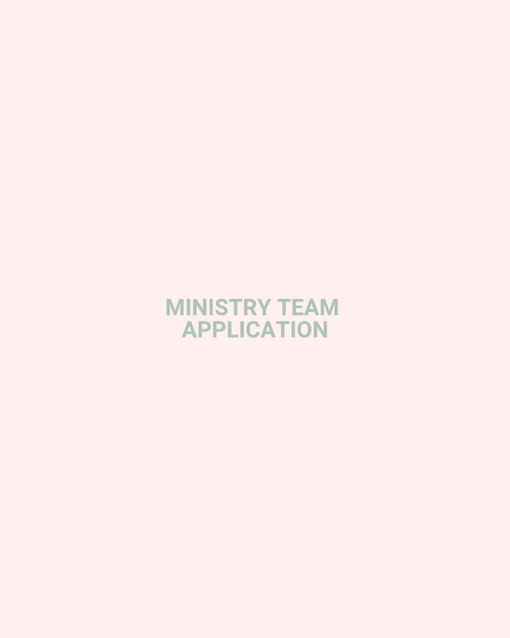 2027 Ministry Team Application