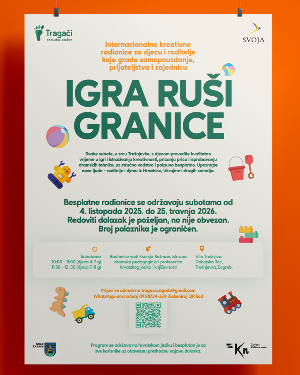 Dramske družionice za djecu sa roditeljima ili starateljima - link za prijavu