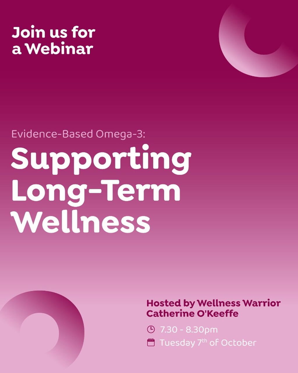 Webinar Registration : 7th October, Supporting Long-Term Wellness
