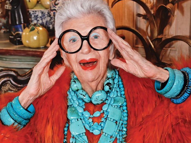 2021 // Iris Apfel&rsquo;s Fashionable Favorites >> "Big glasses. Bold colors. And lots and lots of accessories. The fashion tour de force picked some of her favorite pieces from small businesses around the world". On ETSY