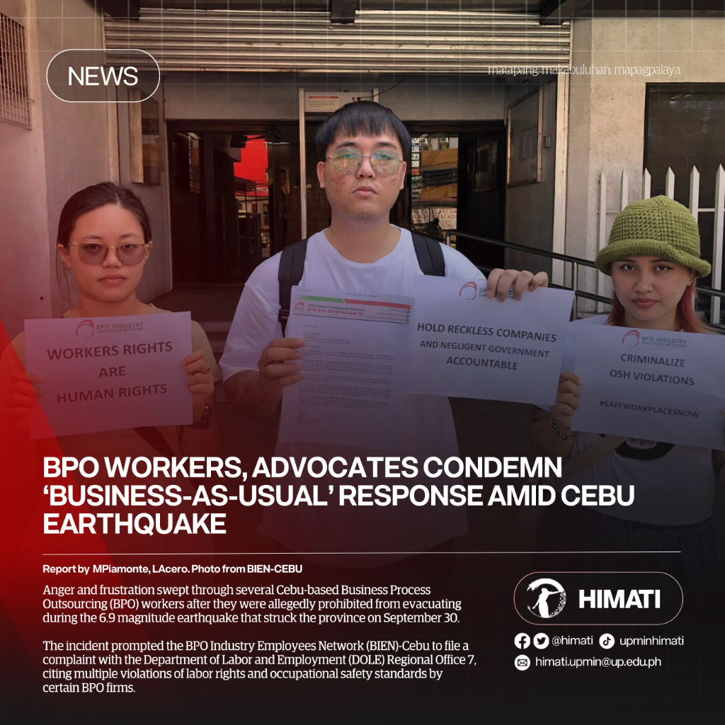 NEWS | BPO Workers, Advocates Condemn &lsquo;Business-as-Usual&rsquo; Response Amid Cebu Earthquake