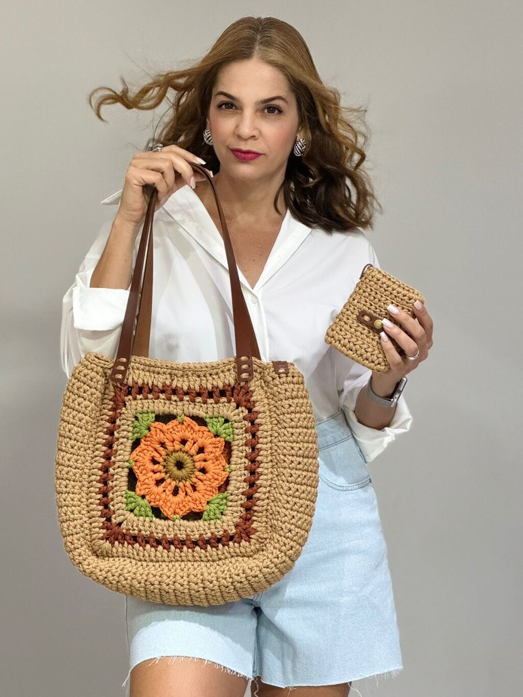 Bolsa Feminina Colorida + Carteira