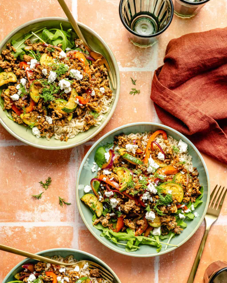 Mediterranean Beef and Veggie Skillet 