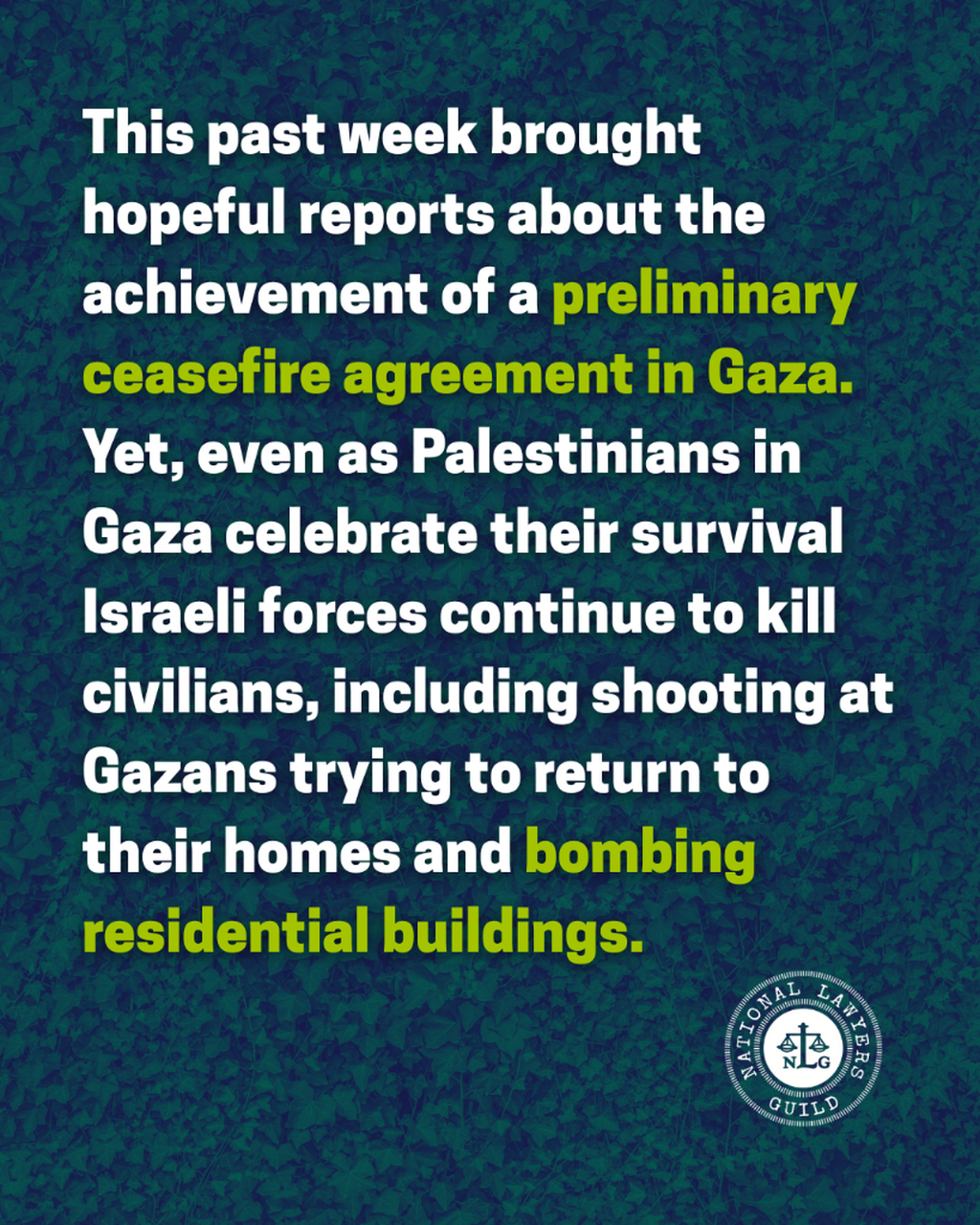 National Lawyers Guild Emphasizes the Need for International Action and Meaningful Accountability for Israeli and U.S. Genocide