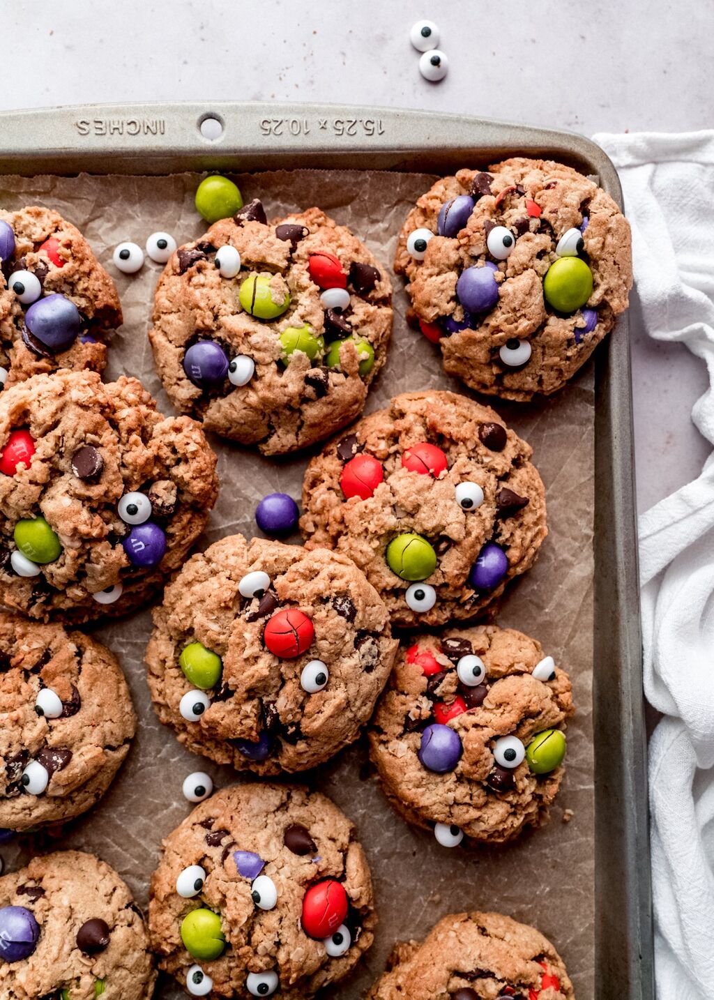 The Best Halloween Monster Cookies with Candy Eyes
