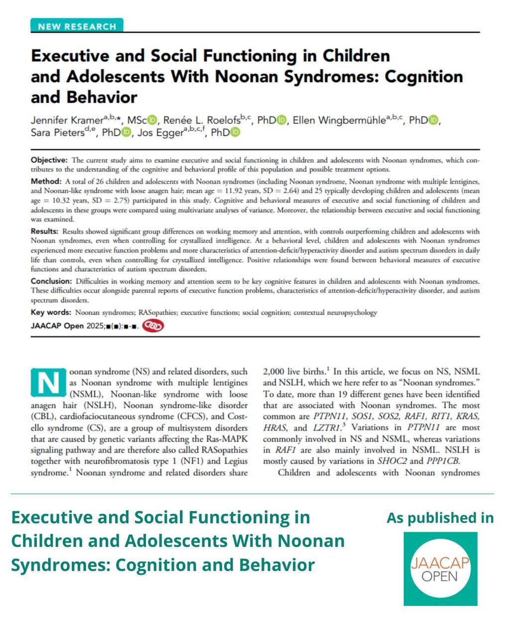 JO 0925 Children and Adolescents With Noonan Syndromes