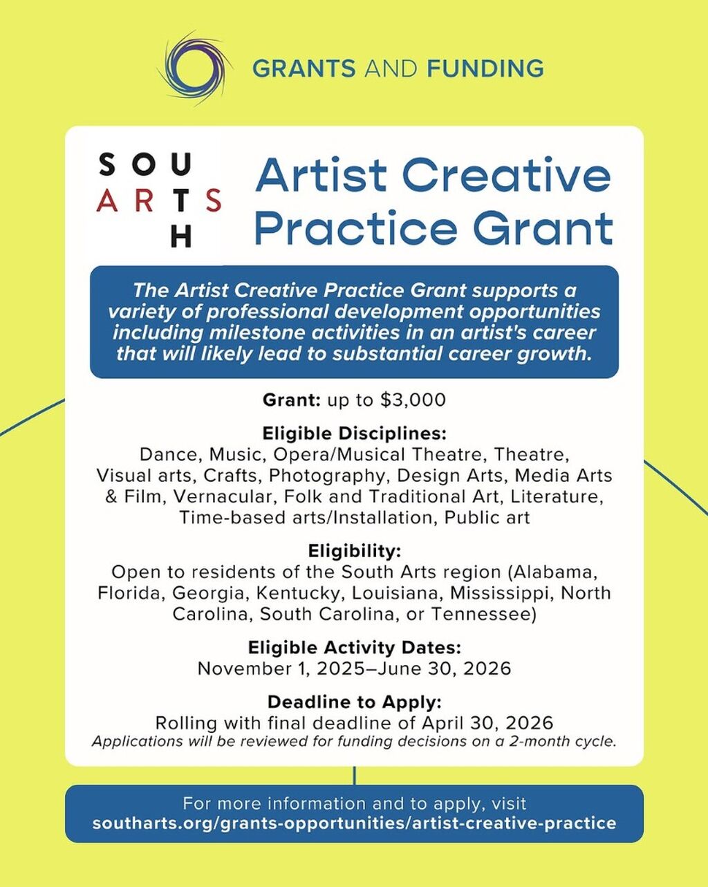 South Arts Grant Opportunity