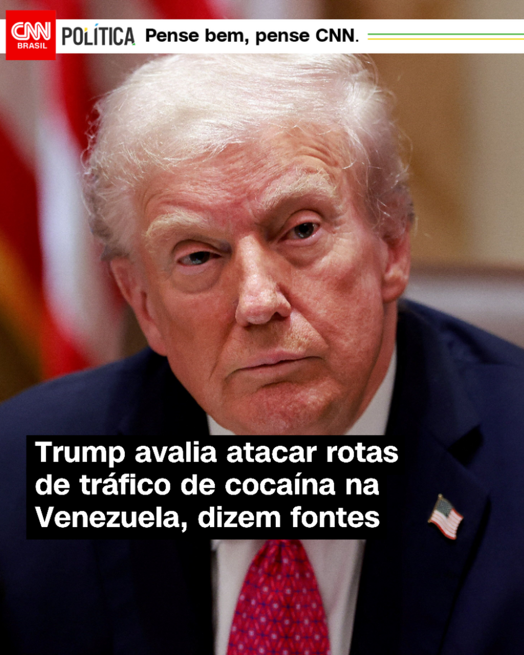 Trump avalia atacar rotas de tr&aacute;fico de coca&iacute;na na Venezuela, dizem fontes