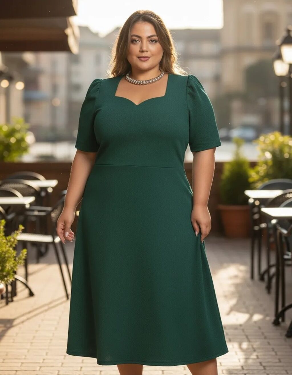 Olha o que eu encontrei! Vestido Max Com Decote Princesa, Mangas Bufantes E Saia God&ecirc; 