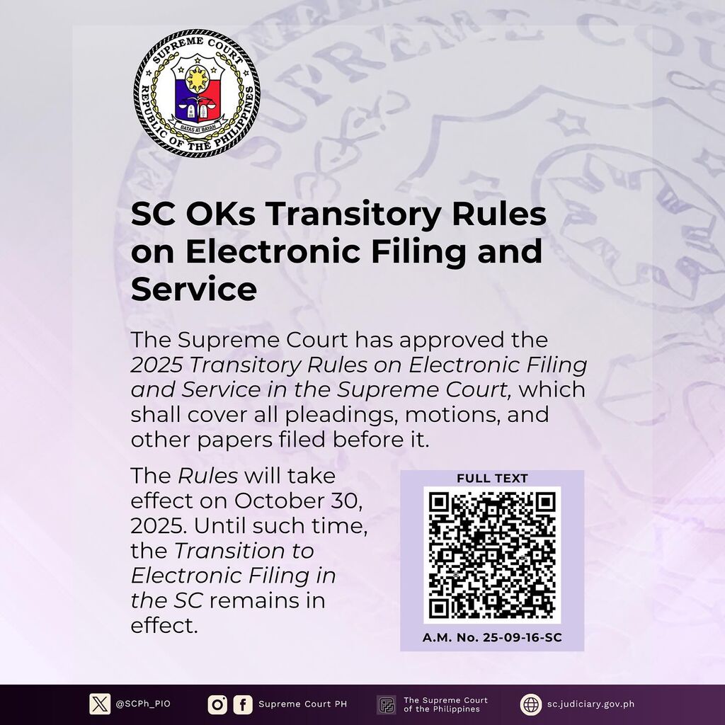 Transitory Rules on Electronic Filing and Service in the Supreme Court