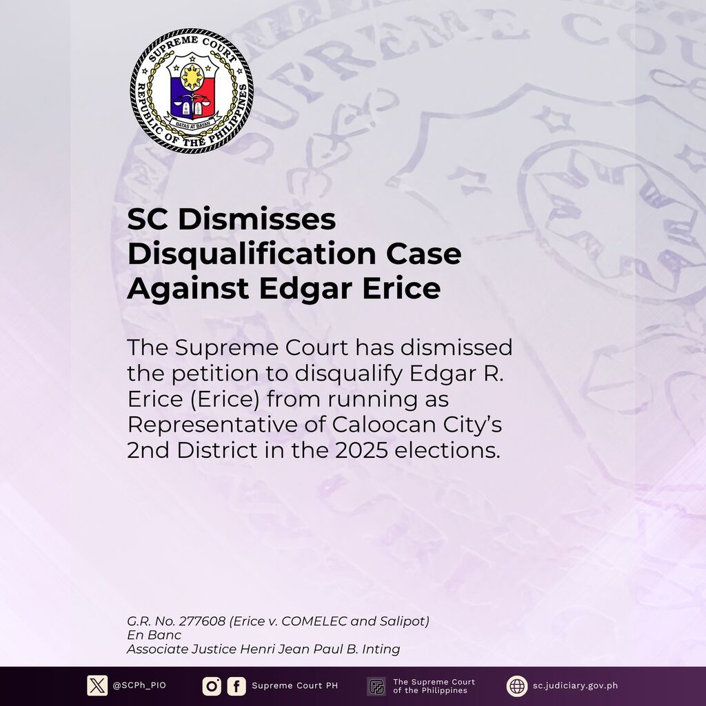 SC Dismisses Disqualification Case Against Edgar Erice