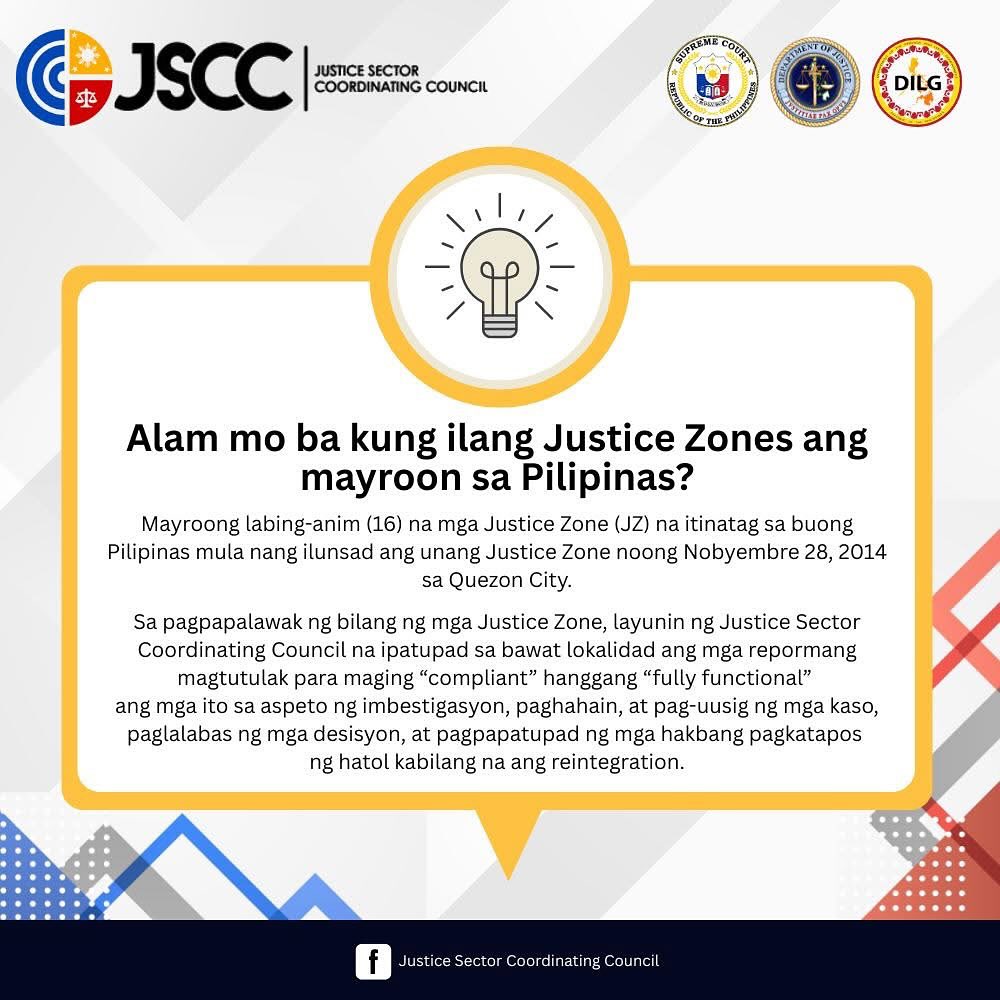 JSCC - Ilan ang Justice Zones sa Pilipinas?