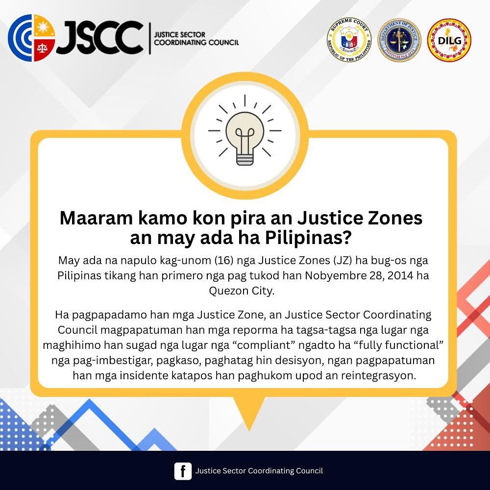 JSCC - Maaram kamo kon pira an Justice Zones an may ada ha Pilipinas?