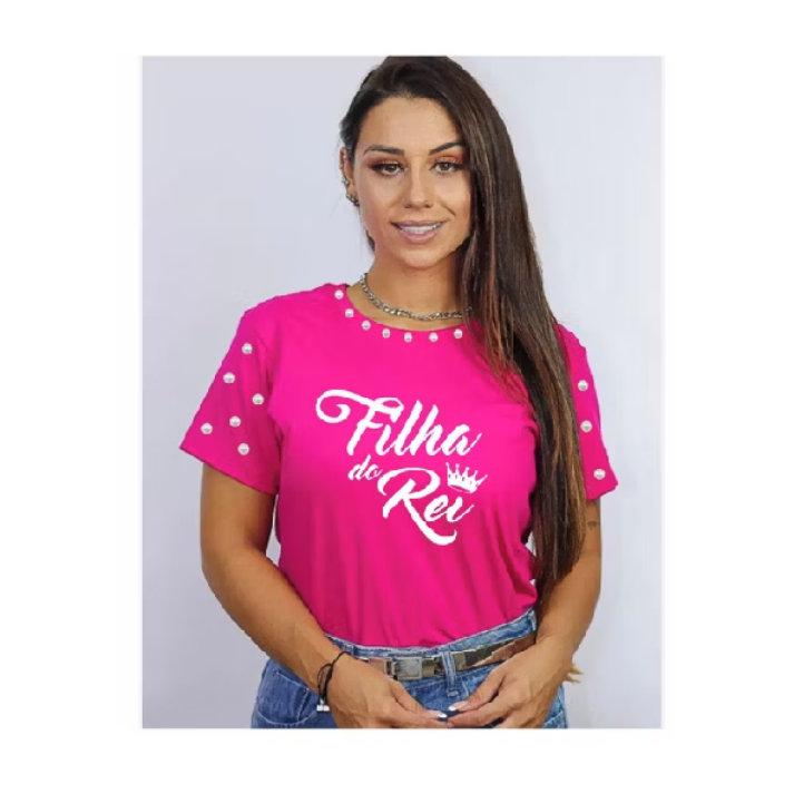 TSHIRT FEMININA EVANGELICA FARDAMENTO CAMISETAS com PEROLAS COM 30und