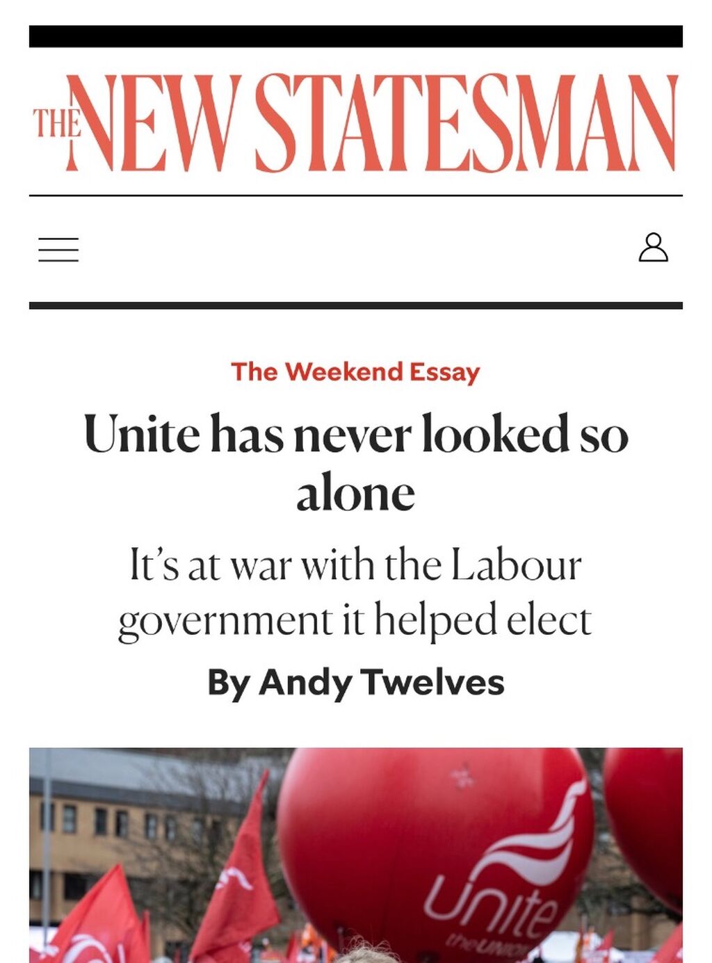Unite has never looked so alone - New Statesman Weekend Essay