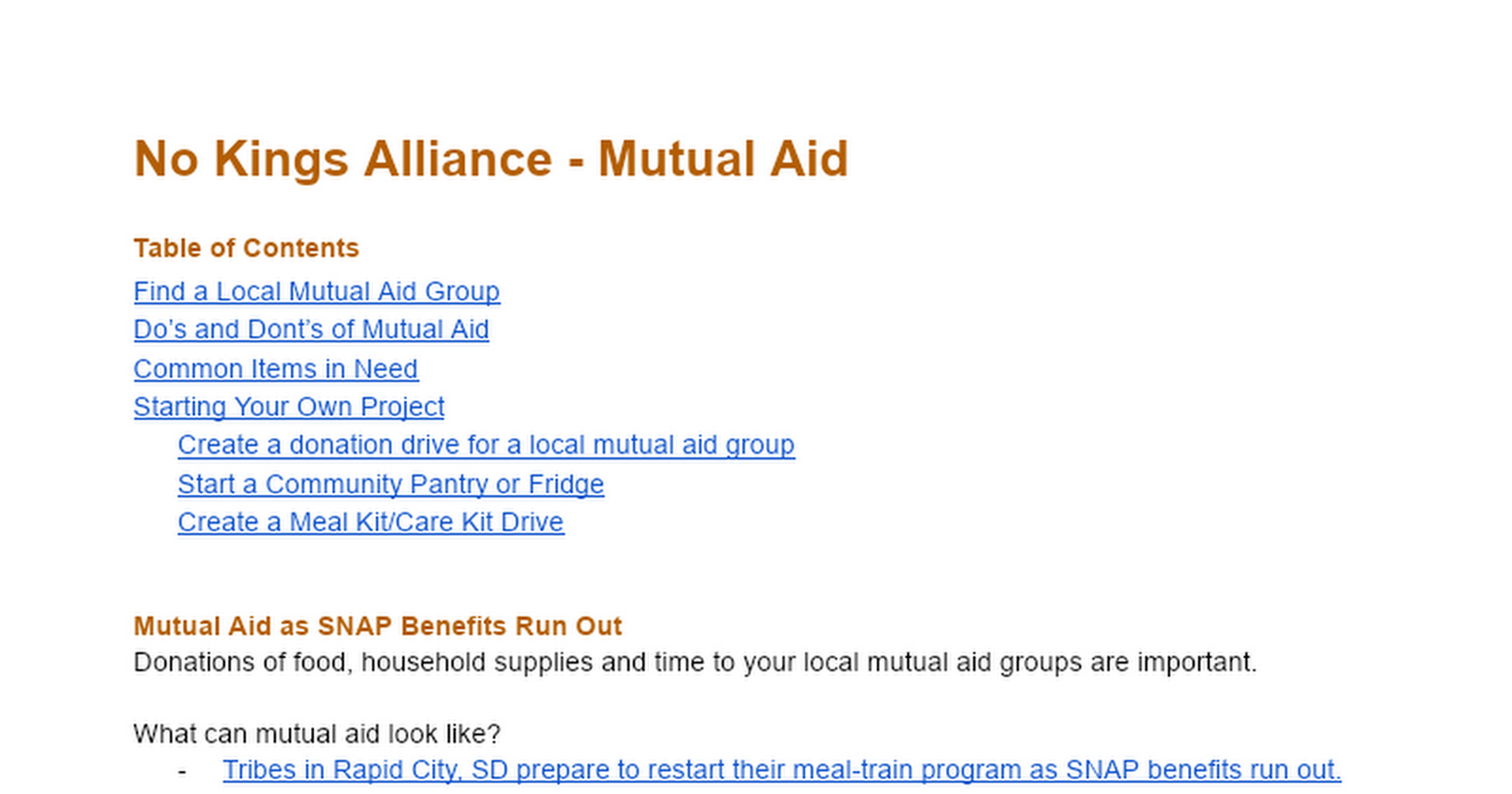 No Kings Alliance: Mutual Aid Guide