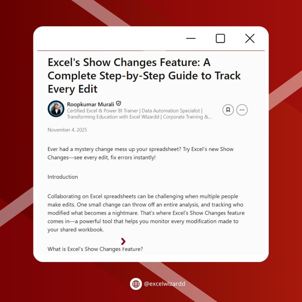 Show Changes Feature: A Complete Step-by-Step Guide to Track Every Edit | Roopkumar Murali