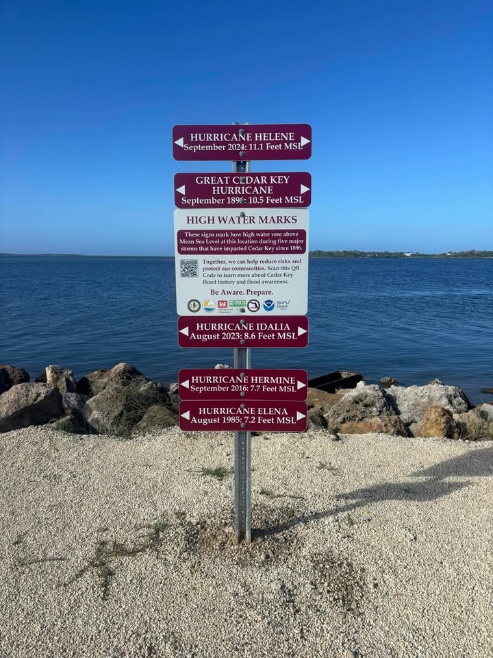 High Water Mark Signs - Cedar Key