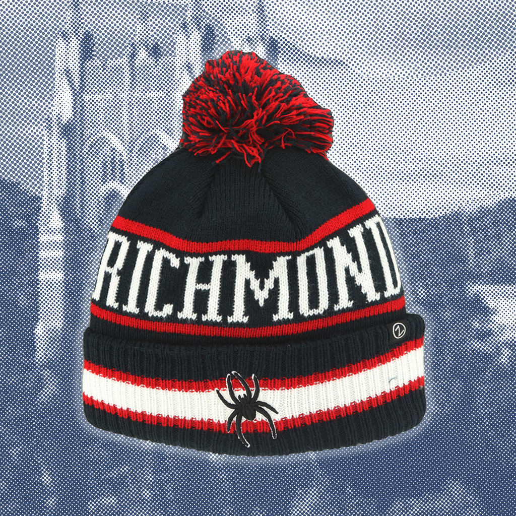 Zephyr Winter Cap with Richmond Mascot in Navy with Red and White