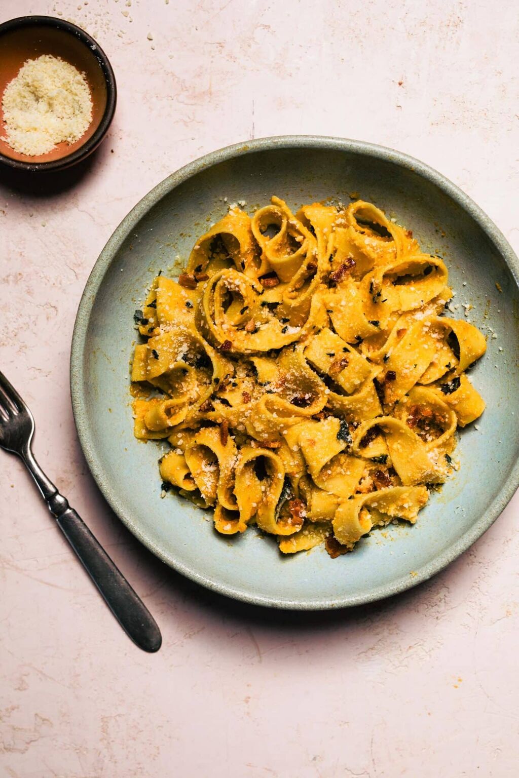 Creamy Gluten-Free Pumpkin Pasta with Bacon - Cotter Crunch