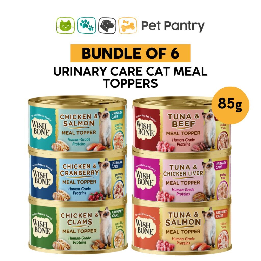 [Bundle of 6] Wishbone Cat Urinary Care Wet Meal Toppers in Cans 85g