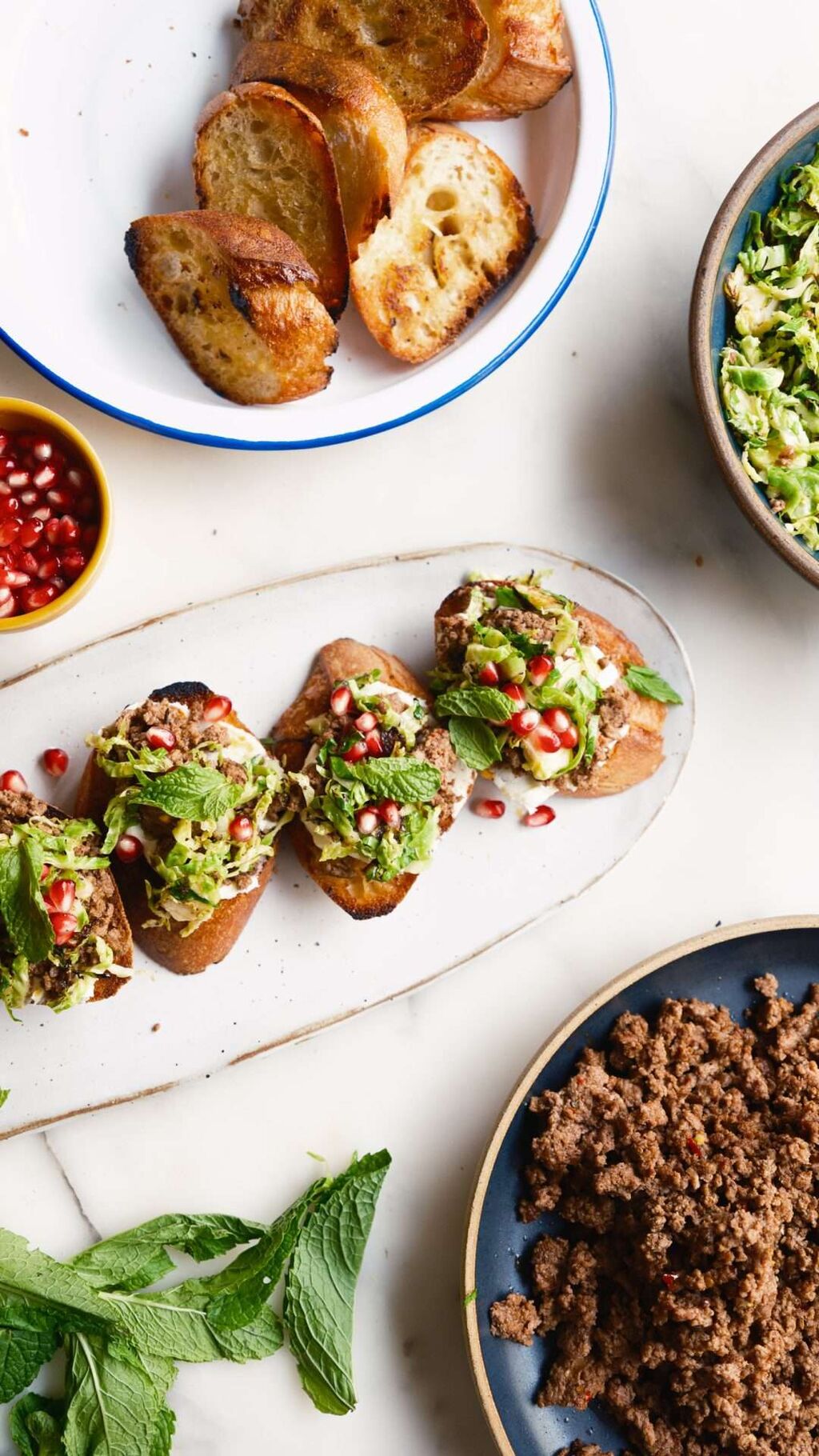 Lamb Toasts with Charred Brussels Sprouts & Mascarpone