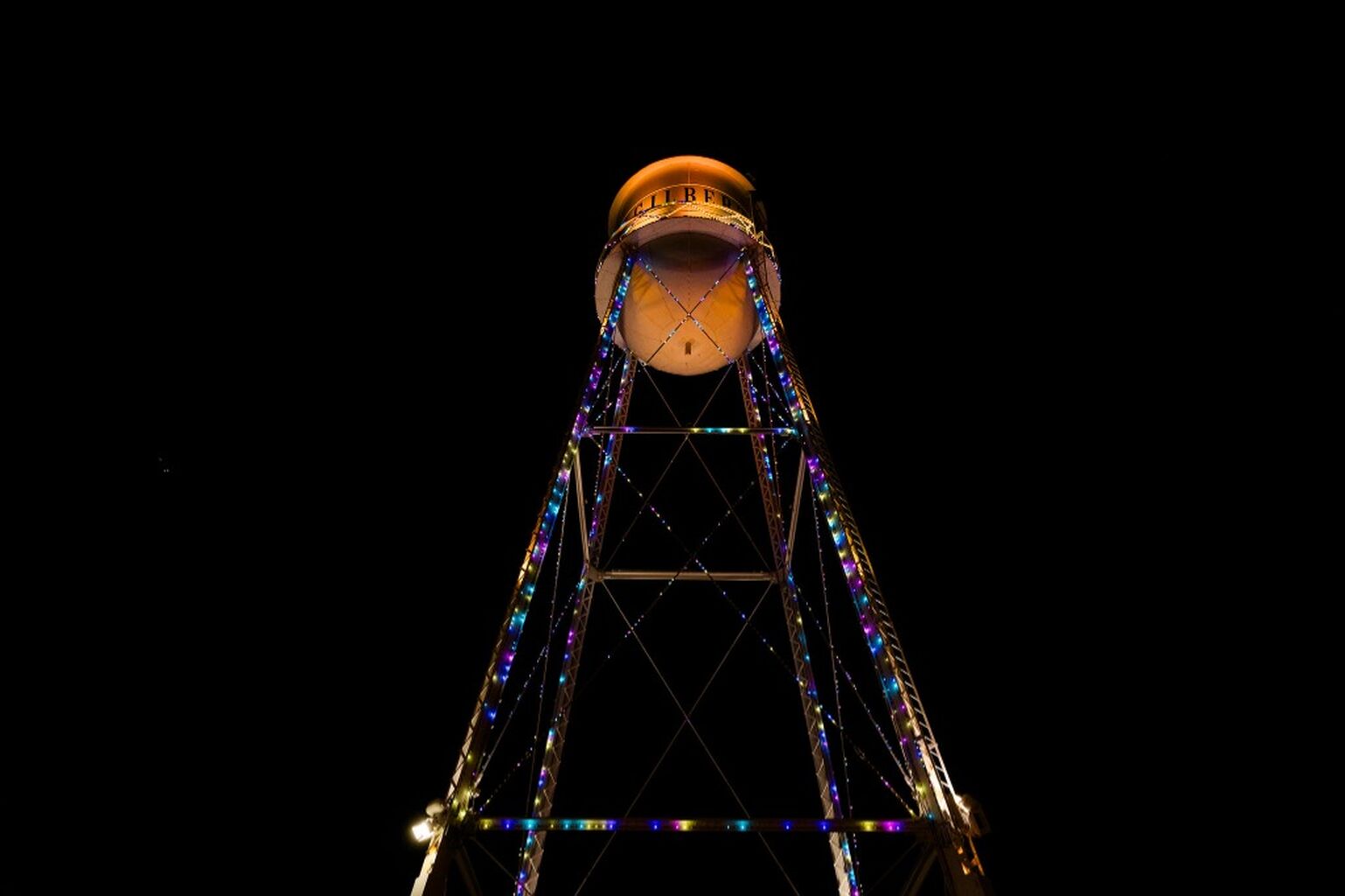 Holiday Water Tower Lighting