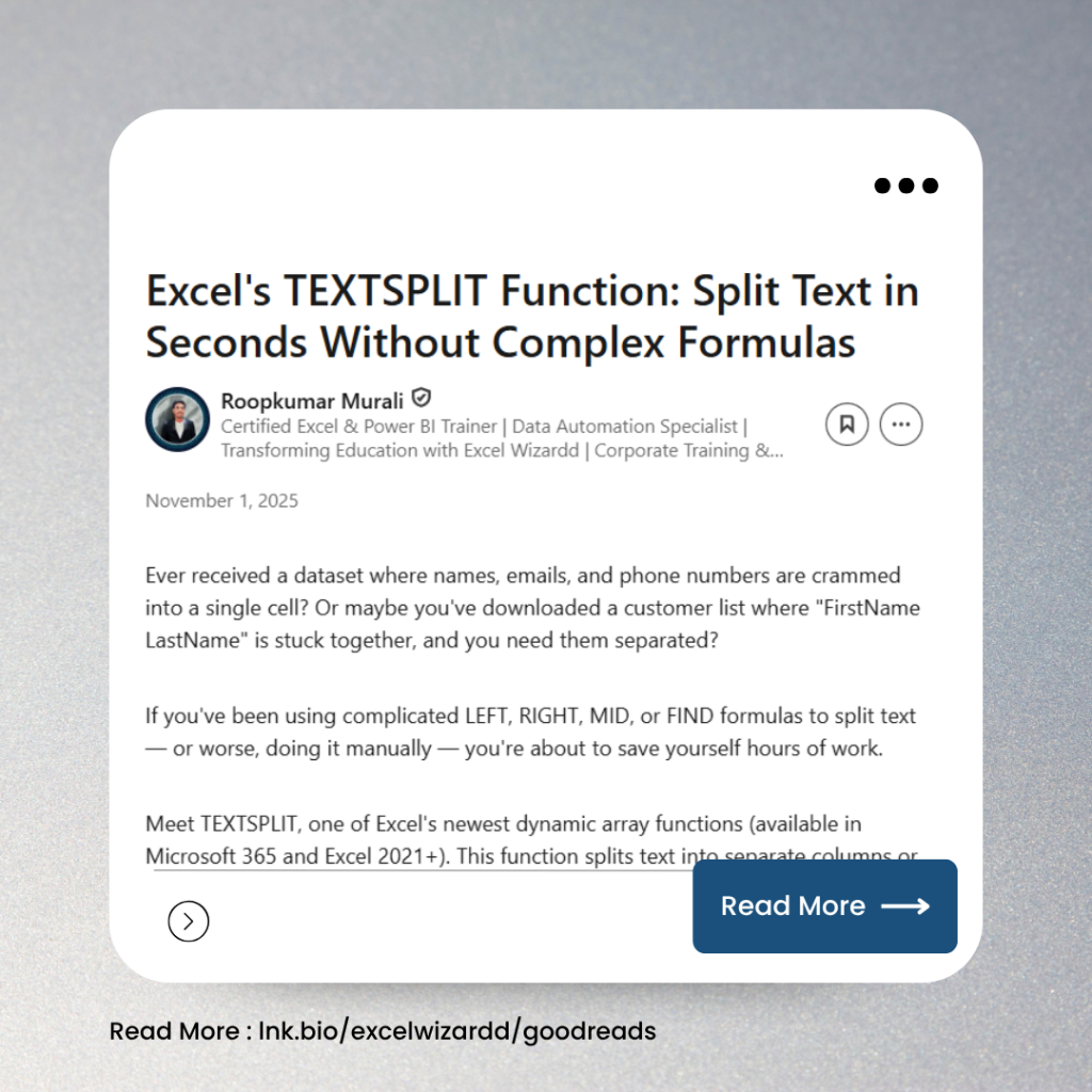 Excel's TEXTSPLIT Function: Split Text in Seconds Without Complex Formulas 