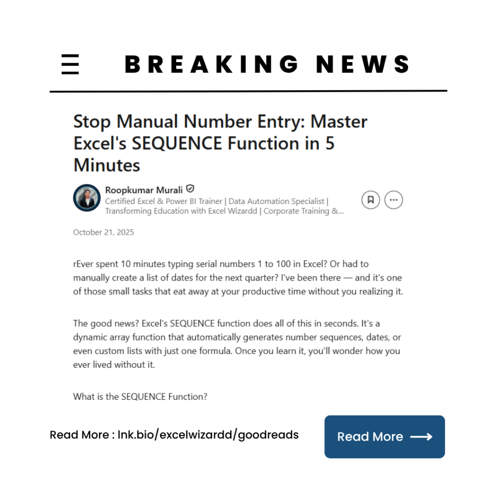 Stop Manual Number Entry: Master Excel's SEQUENCE Function in 5 Minutes 