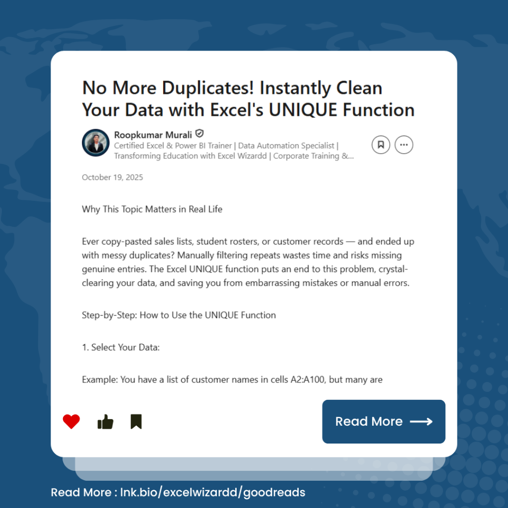 No More Duplicates! Instantly Clean Your Data with Excel's UNIQUE Function 