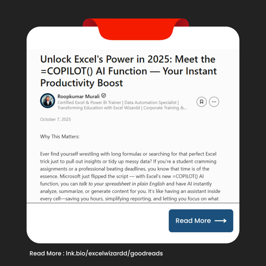 Unlock Excel's Power in 2025: Meet the =COPILOT() AI Function &mdash; Your Instant Productivity Boost 