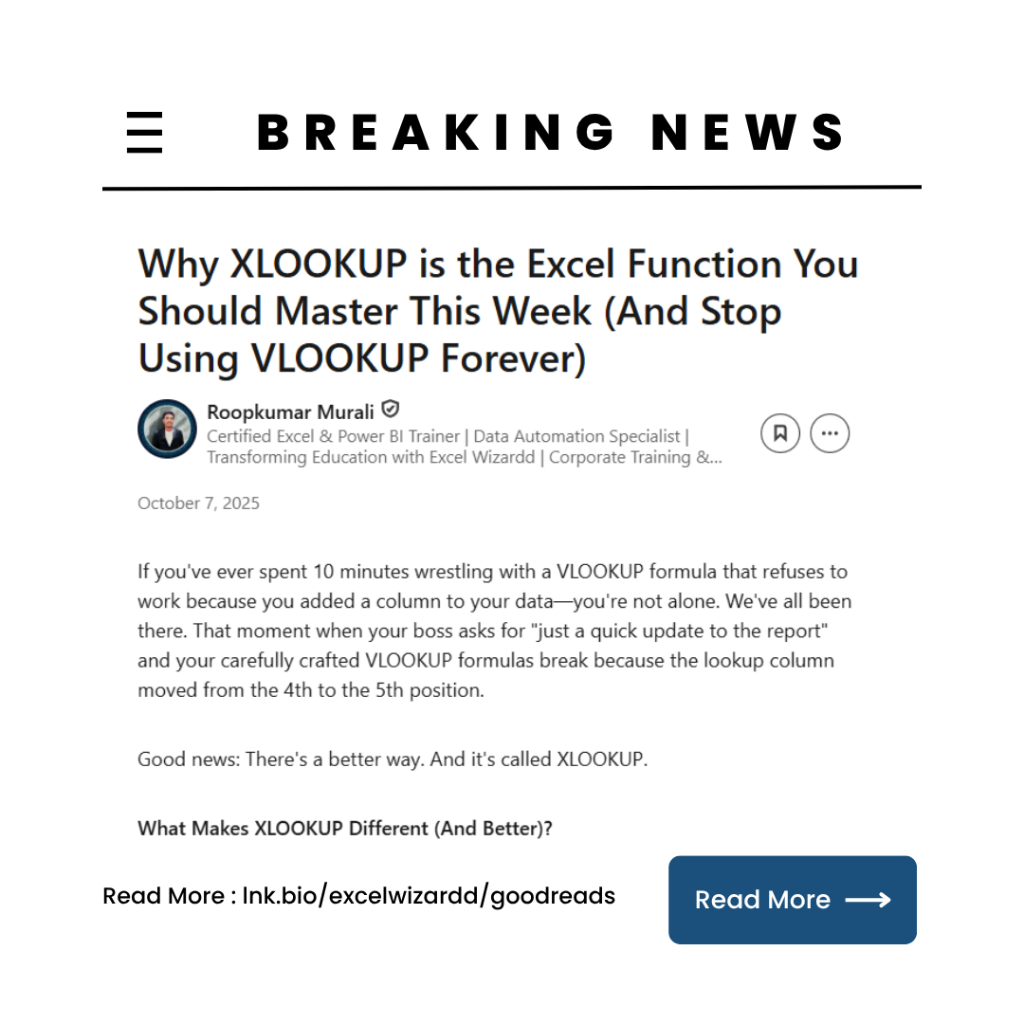 Why XLOOKUP is the Excel Function You Should Master This Week (And Stop Using VLOOKUP Forever) 