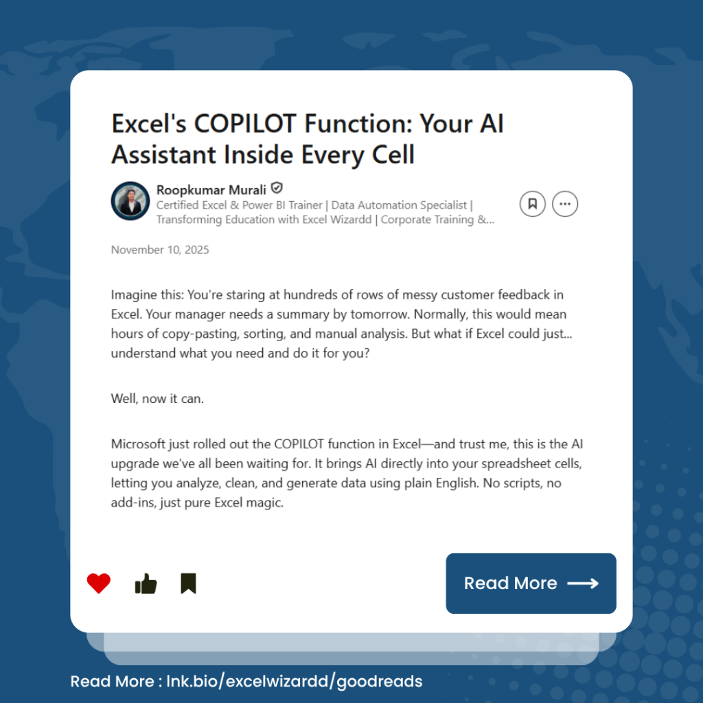Excel's COPILOT Function: Your AI Assistant Inside Every Cell 