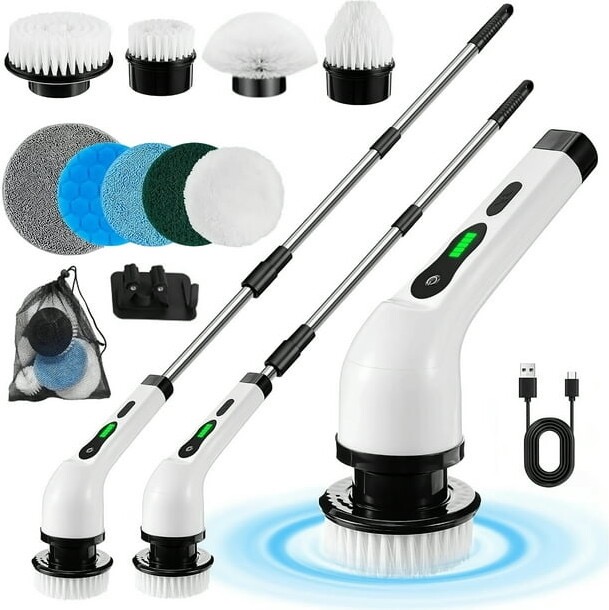 Electric Spin Scrubber Cordless, 9 Replaceable Heads for Shower